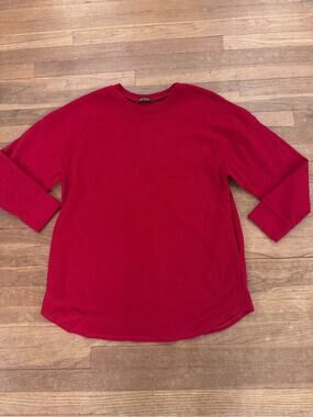 Bombom Women's Red Knit Drop Shoulder Pullover Top - Size Large
 b38